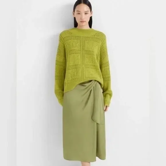 Club Monaco Pointelle Stitch Sweater Greenvert XS NWT Open Knit Lightweight - Picture 2 of 7